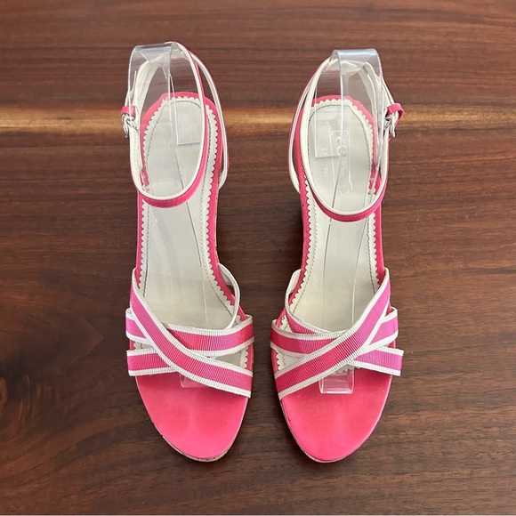 Coach Dallas Strappy Cork Wedge Sandals Bright Pink Size 9 - Picture 3 of 10